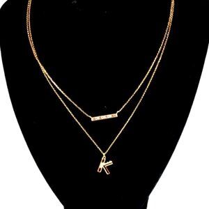 Elegant Gold-Tone Layered Initial Necklace, Stylish Personalized Women's Jewelry
